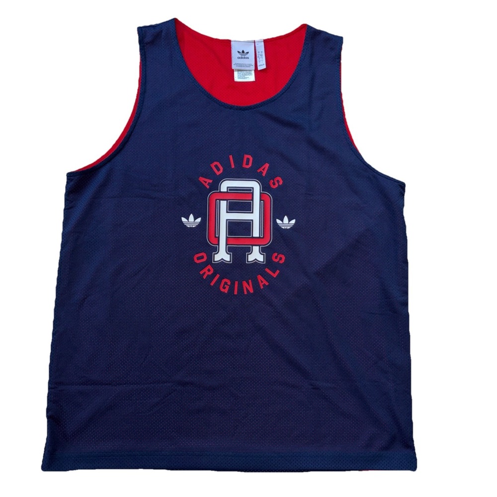 Adidas Originals Men's M Reversible Mesh Logo Tank Top Navy Red Y2K Streetwear